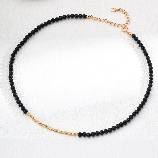 Sterling Silver Natural Black Agate Necklace