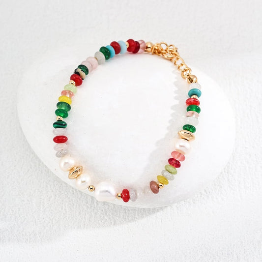 Sterling Silver Natural Freshwater Pearl Abacus Beads Bracelet