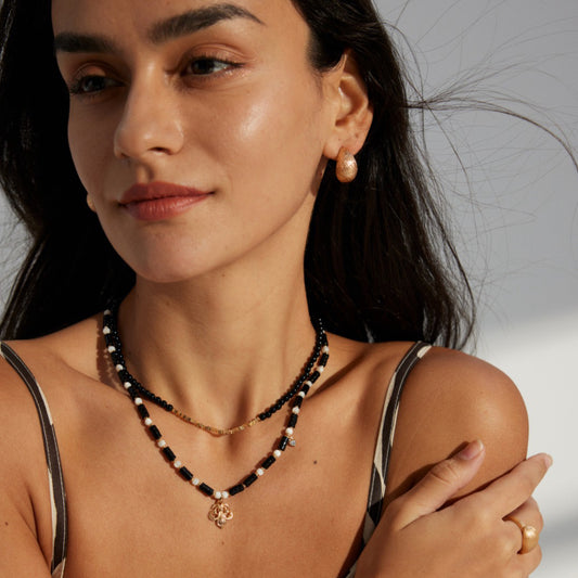 Sterling Silver Black Agate Pendant Necklace