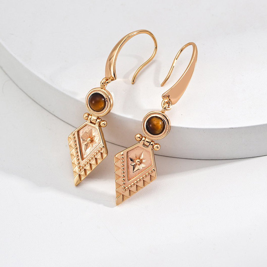 Vintage Tiger Eye Earrings in Sterling Silver