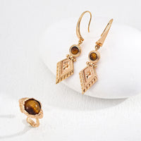Vintage Tiger Eye Earrings in Sterling Silver
