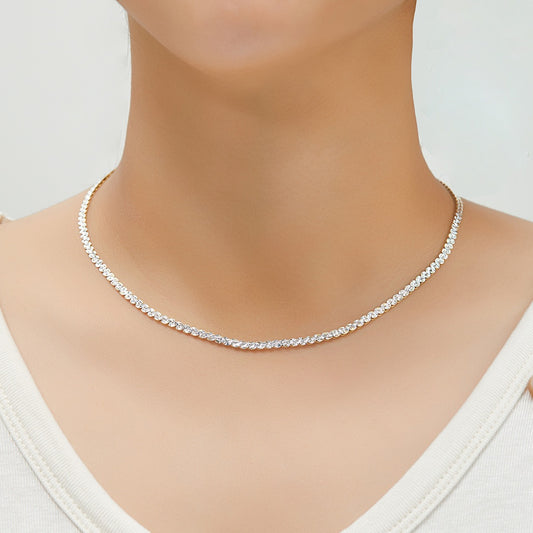 Dainty Flat Mariner Choker Necklace in 3mm Sterling Silver