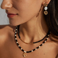 Black Shell Mismatched Boho Earrings