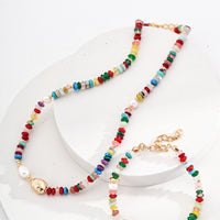Sterling Silver Pearl and Colorful Gemstone Necklace