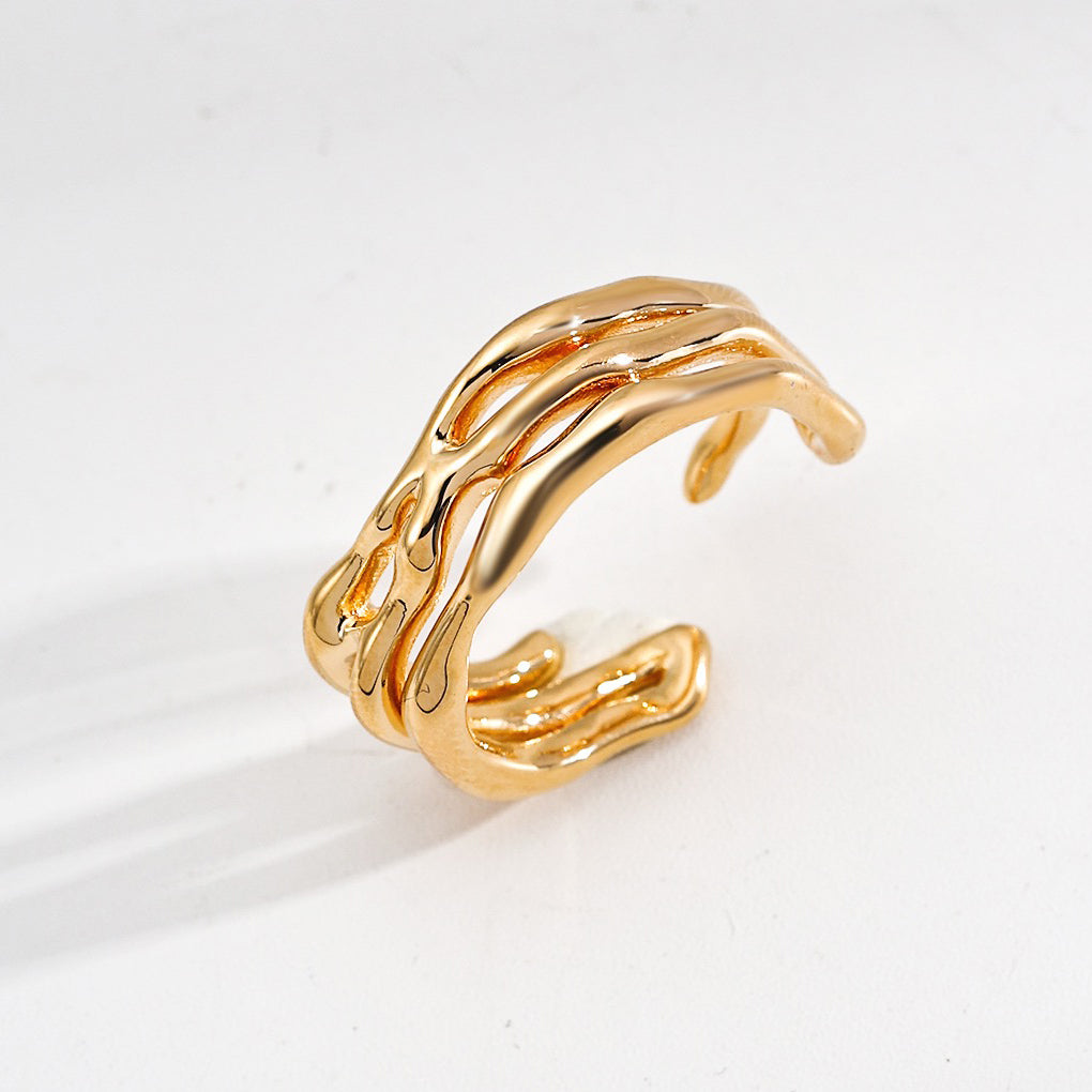 18K Gold Plated Sterling Silver Adjustable Open Ring