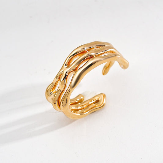 18K Gold Plated Sterling Silver Adjustable Open Ring