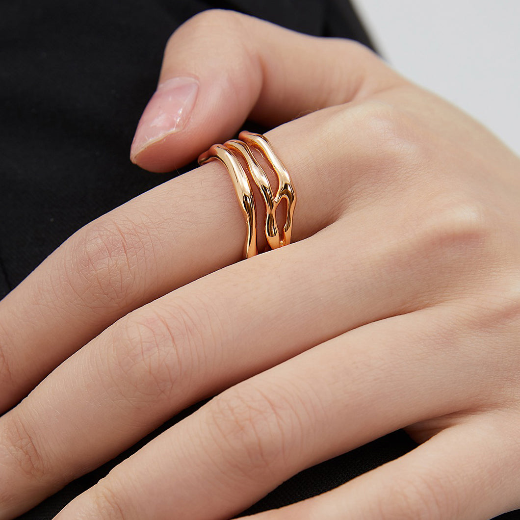 18K Gold Plated Sterling Silver Adjustable Open Ring