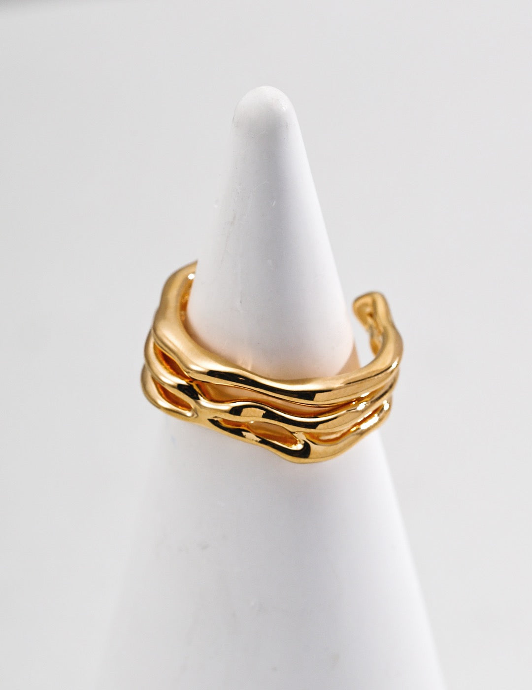 18K Gold Plated Sterling Silver Adjustable Open Ring