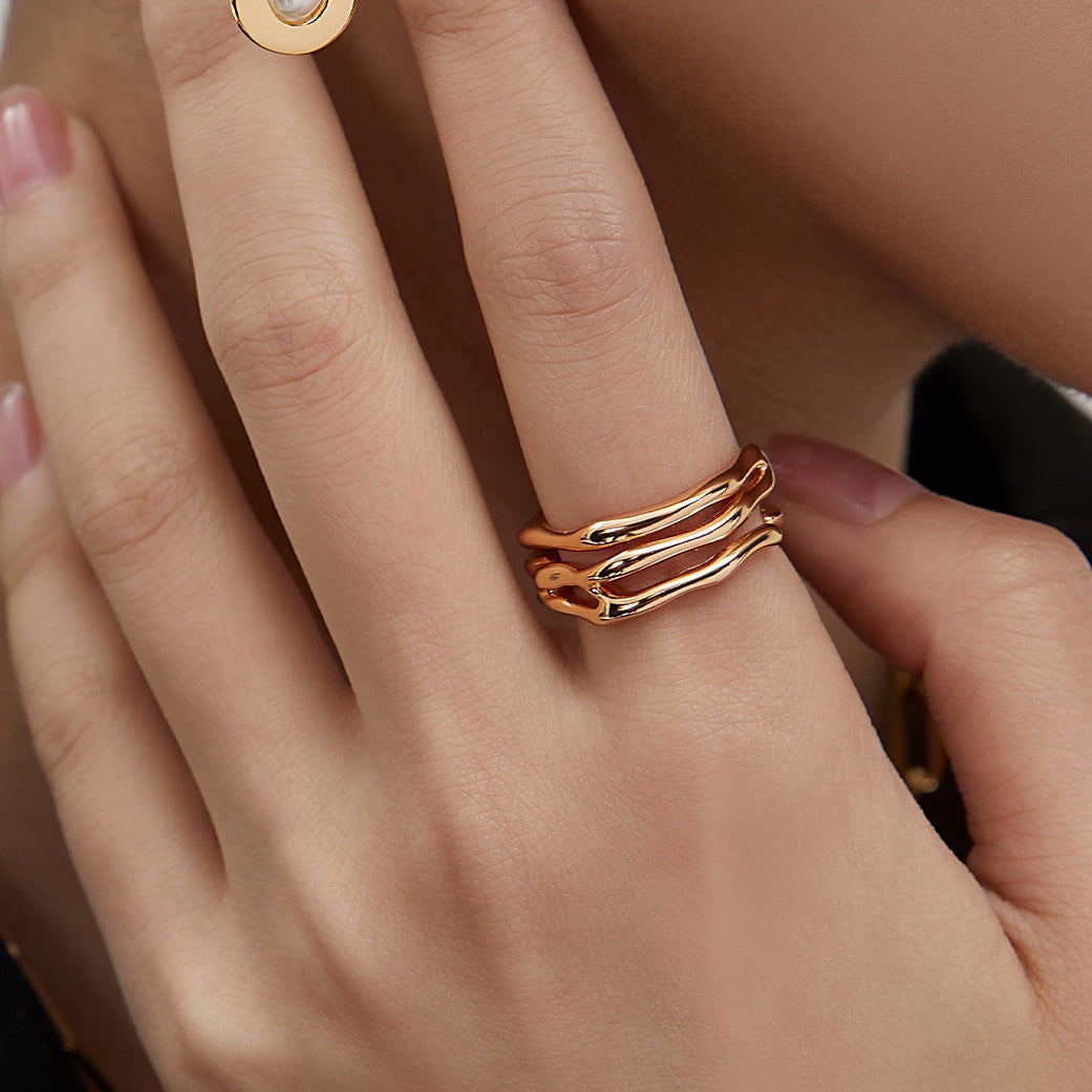 18K Gold Plated Sterling Silver Adjustable Open Ring