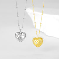 Hollow Heart Pendant Necklace in Sterling Silver