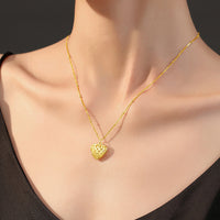 Hollow Heart Pendant Necklace in Sterling Silver