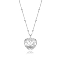 Hollow Heart Pendant Necklace in Sterling Silver