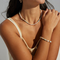 Sterling Silver Shoushan Stone and Freshwater Pearl Bracelet