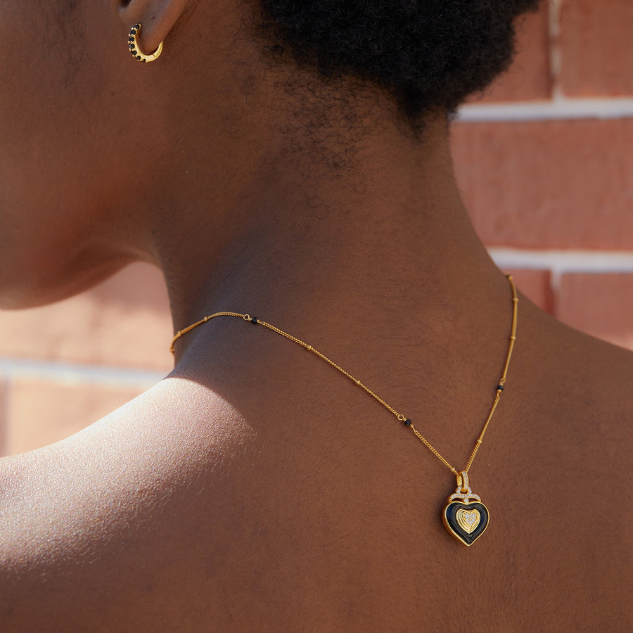 Natural Onyx Gothic Love Pendant Necklace