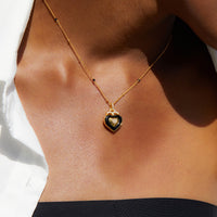 Natural Onyx Gothic Love Pendant Necklace