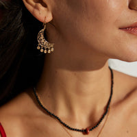 Boho Crescent Moon Earrings in Sterling Silver