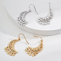 Boho Crescent Moon Earrings in Sterling Silver