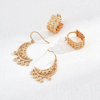 Boho Crescent Moon Earrings in Sterling Silver