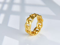 Rhodium and Gold Plated Sterling Silver Chainlet Ring
