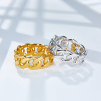 Rhodium and Gold Plated Sterling Silver Chainlet Ring