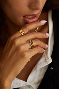 Rhodium and Gold Plated Sterling Silver Chainlet Ring