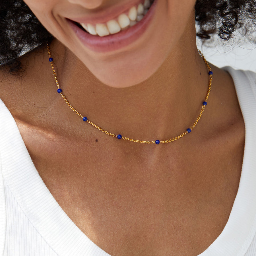 Sterling Silver Lapis Lazuli Choker Necklace