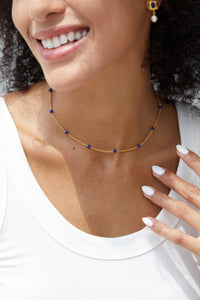 Sterling Silver Lapis Lazuli Choker Necklace