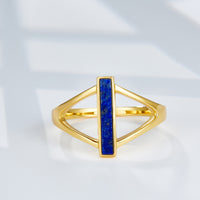 Natural Lapis Lazuli Double Triangle Ring