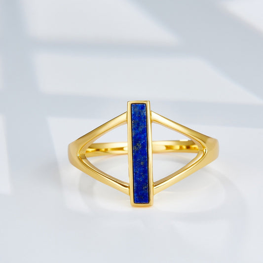 Natural Lapis Lazuli Double Triangle Ring
