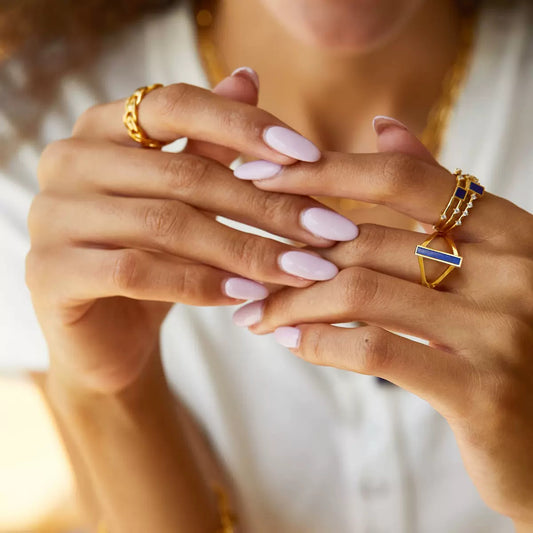 Natural Lapis Lazuli Double Triangle Ring