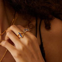 Natural Lapis Lazuli Double Triangle Ring