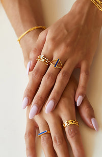 Natural Lapis Lazuli Double Triangle Ring
