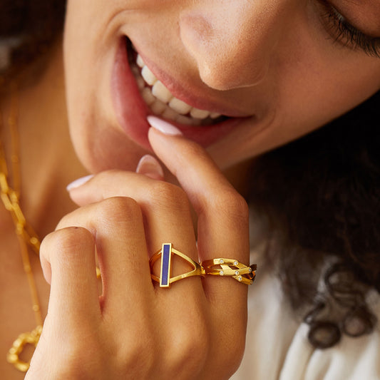 Gold Plated Cross Twist Ring