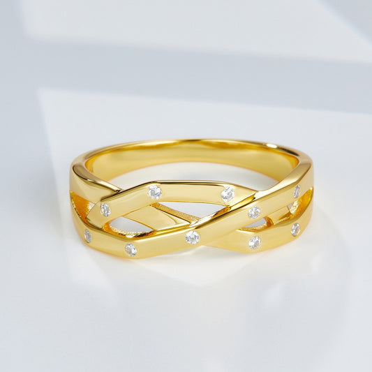 Gold Plated Cross Twist Ring