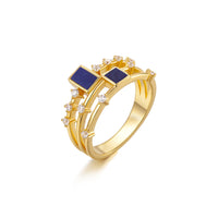 Sterling Silver Natural Stone Ring with Lapis Lazuli and Red Agate