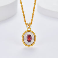 18K Gold Plated Rope Chain Necklace with Natural Pyrope