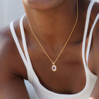 18K Gold Plated Rope Chain Necklace with Natural Pyrope