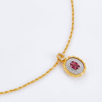 18K Gold Plated Rope Chain Necklace with Natural Pyrope