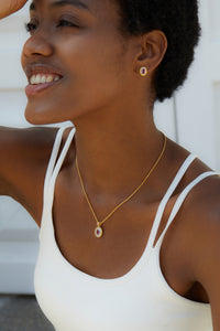 18K Gold Plated Rope Chain Necklace with Natural Pyrope
