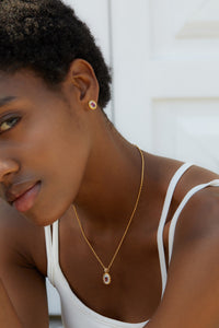 18K Gold Plated Rope Chain Necklace with Natural Pyrope