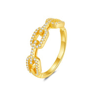Moissanite Twist Link Sterling Silver Ring