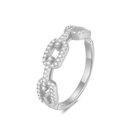 Moissanite Twist Link Sterling Silver Ring
