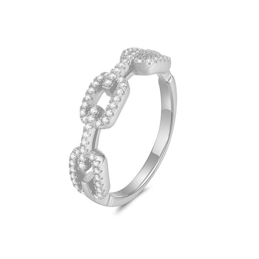 Moissanite Twist Link Sterling Silver Ring