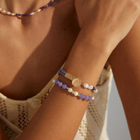 Kunzite and Freshwater Pearl Stackable Bracelet