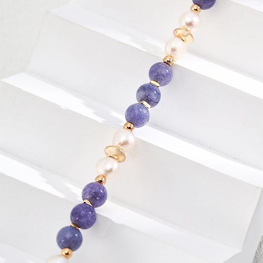 Kunzite and Freshwater Pearl Stackable Bracelet