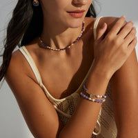 Kunzite and Freshwater Pearl Stackable Bracelet