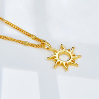 18K Gold Sun Pendant Necklace in Sterling Silver