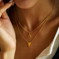 18K Gold Sun Pendant Necklace in Sterling Silver