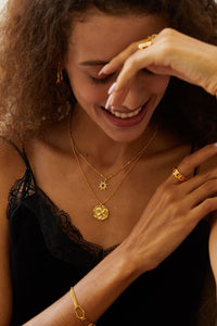 18K Gold Sun Pendant Necklace in Sterling Silver