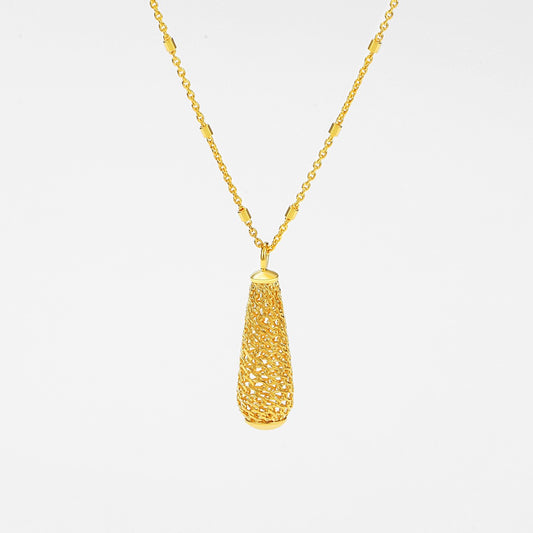 Sterling Silver Water Drop Hollow Pendant Necklace